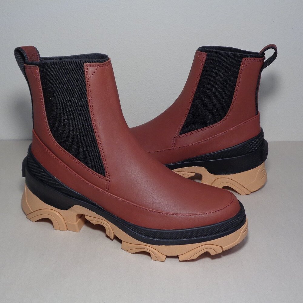 Sorel Size 8.5 M BREX CHELSEA Spice / Black Leather Boots New Women's Shoes